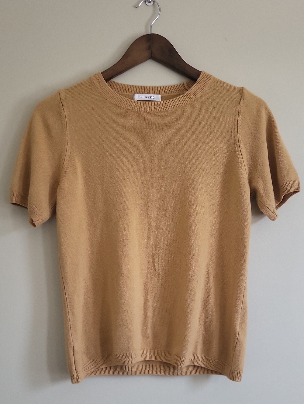 Short Sleeve Knit Sweater Top in Ochre Yellow By Marks & Spencer, UK 8/US S